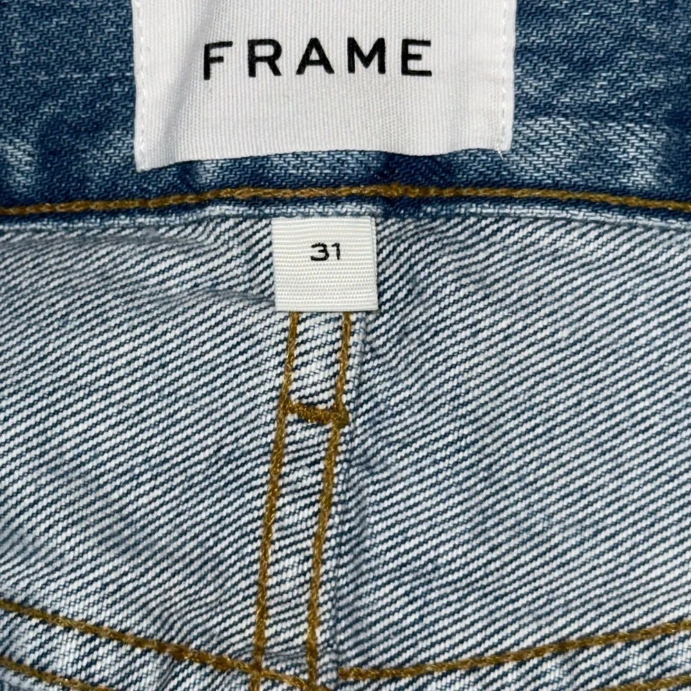 FRAME Le Ultra Baggy Denim Shorts Women’s Size 31 High Rise Light Wash Raw Hem